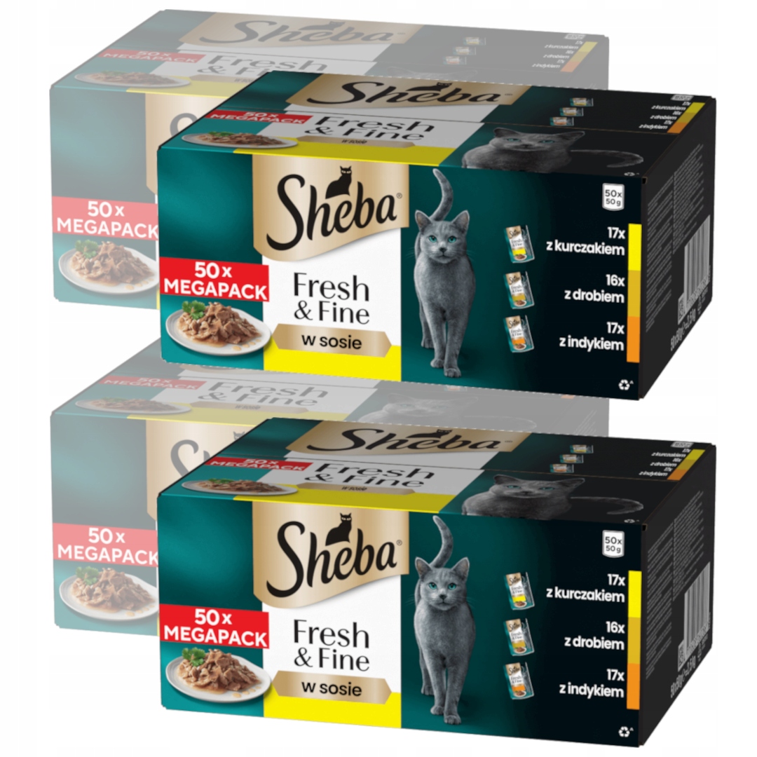Levně Sheba Fresh&Fine Megapack sáčky 200 x 50 g Vlhké Krmivo pro kočky v omáčce