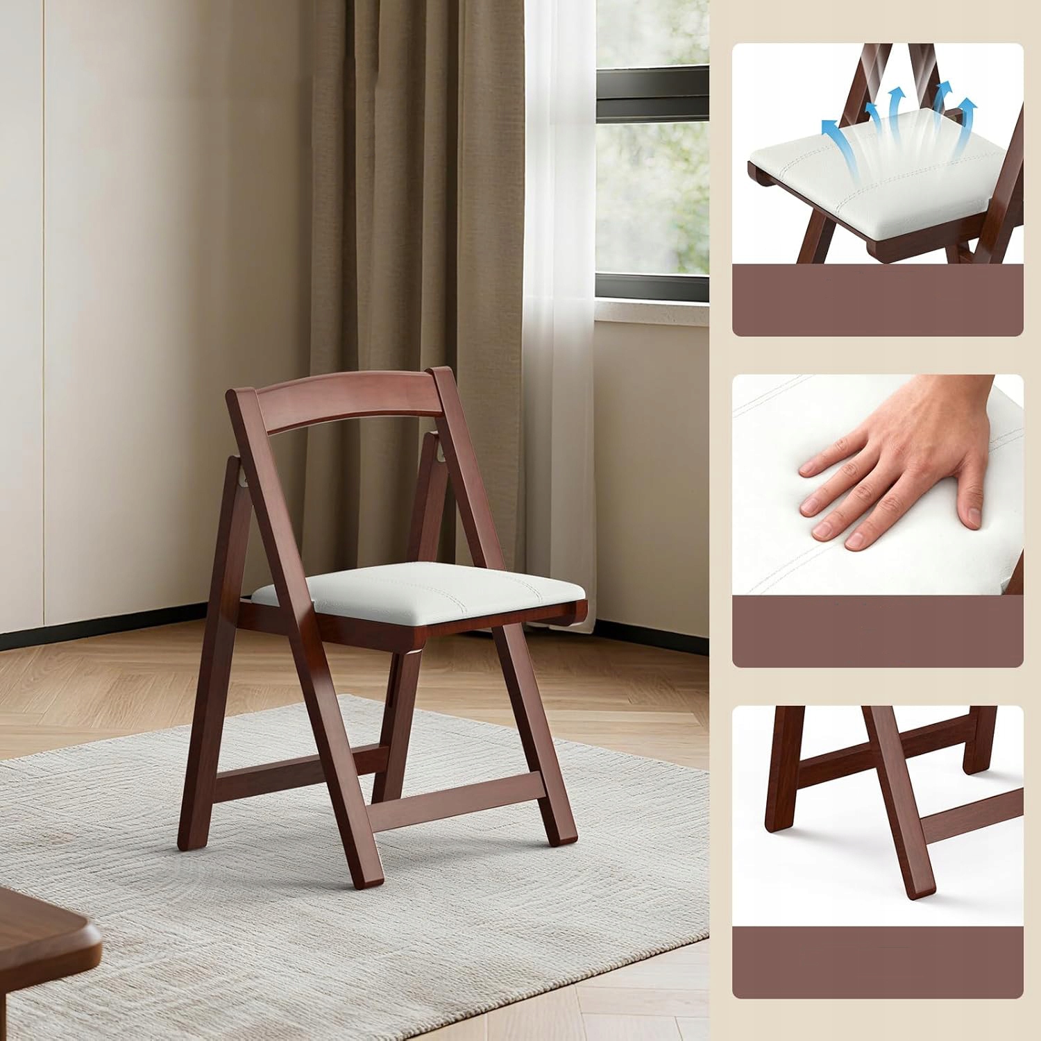 Skládací Dřevěné Křeslo, Pohodlné, Ergonomické, Skandinávský Styl