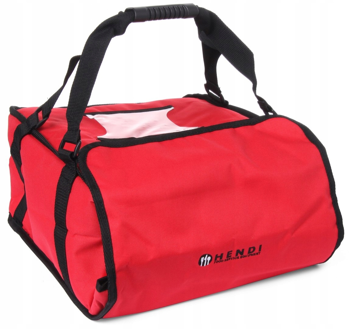 TORBA TERMICZNA DLA DOSTAWCY PIZZY KARTON 4x35x35 CM CZERWONA EKONOMICZNA Marka Hendi