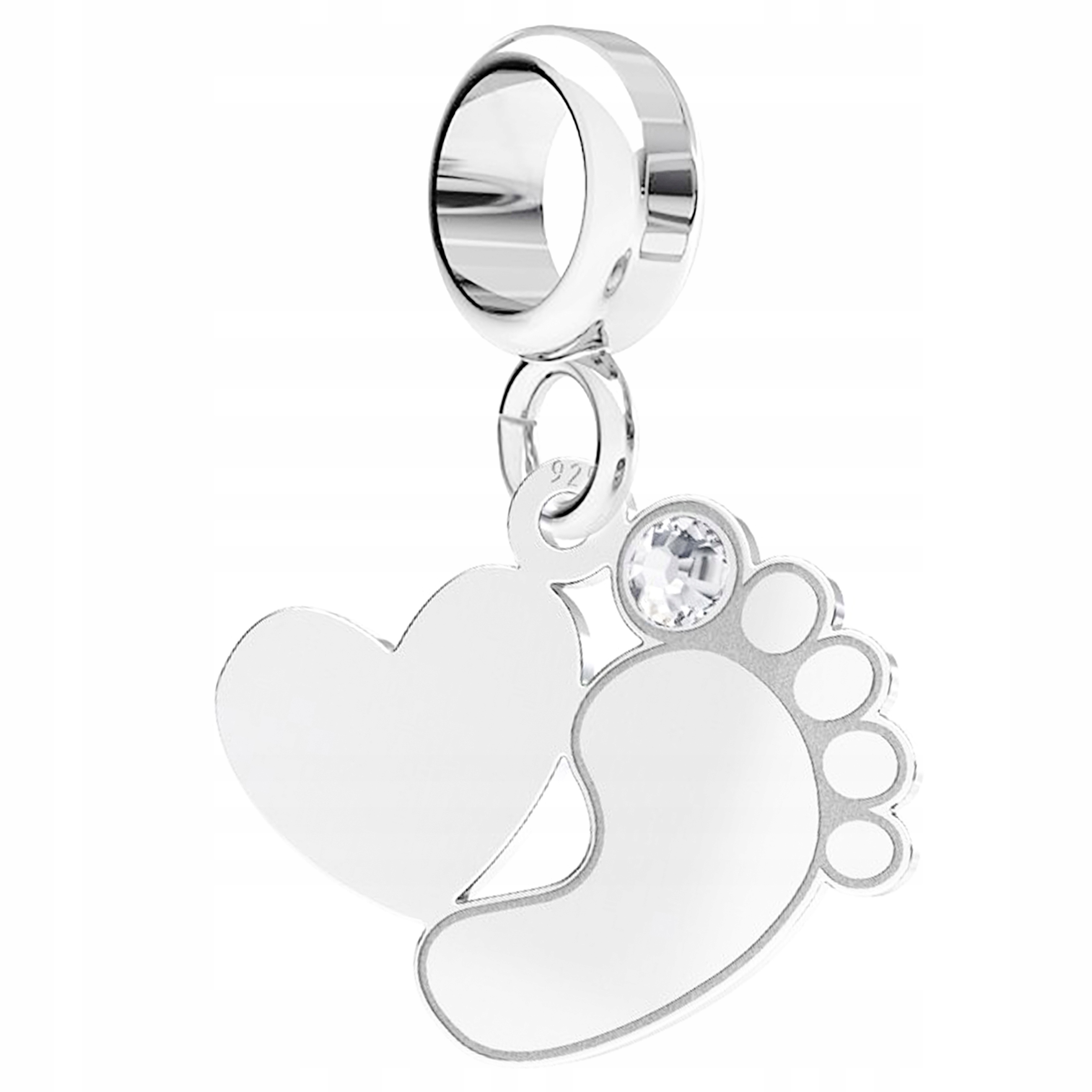 Charms Stříbrné srdce s dětskou nohou Family Stříbro 925