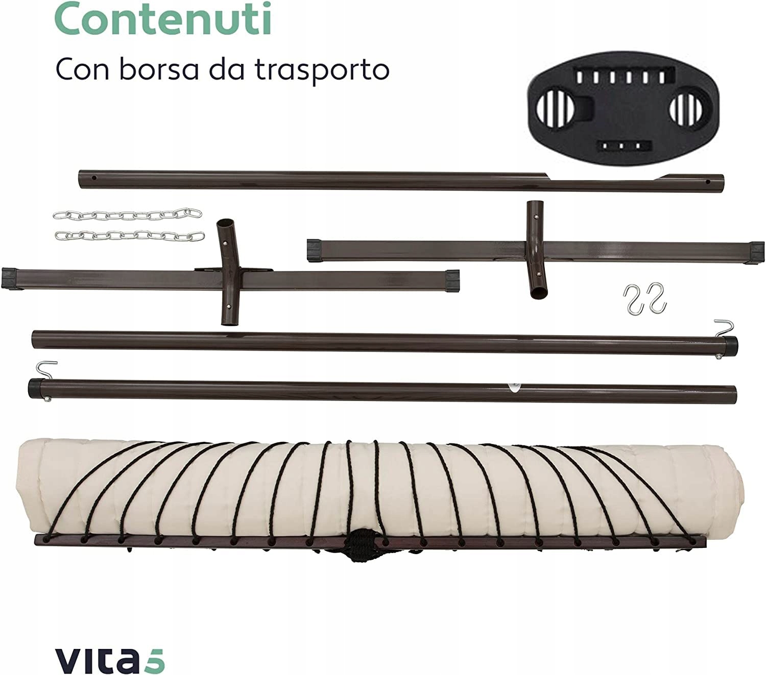 VITA5 Hamak Zestaw Ogrodowy Dla 2 Osób 200 kg Balkon Ogród Basen Wersja 1 — miniatura 9