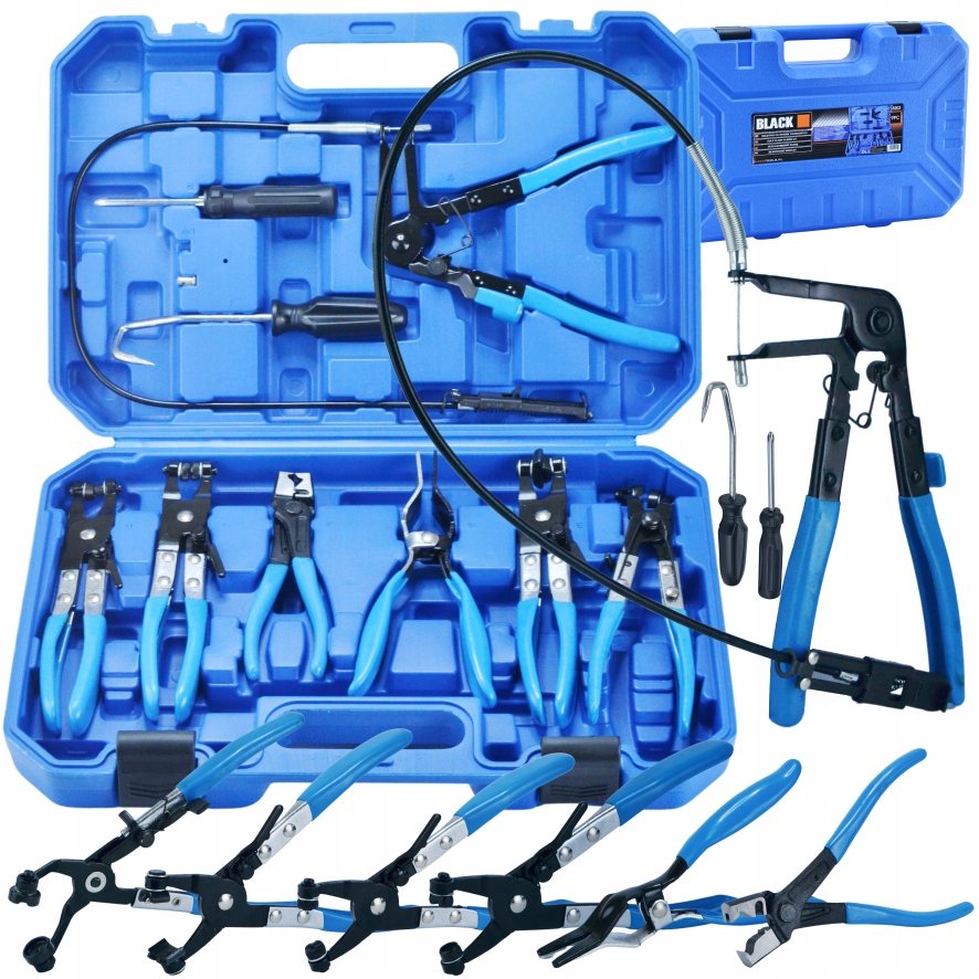 Kleště Na Hadicové Spony Sada 9 Prvků Black Blue Case