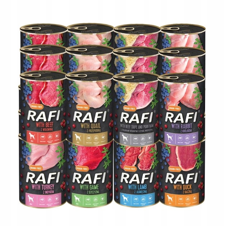 Mokra karma dla psa Rafi 24x400g MIX 8 smaków Bez Zbóż