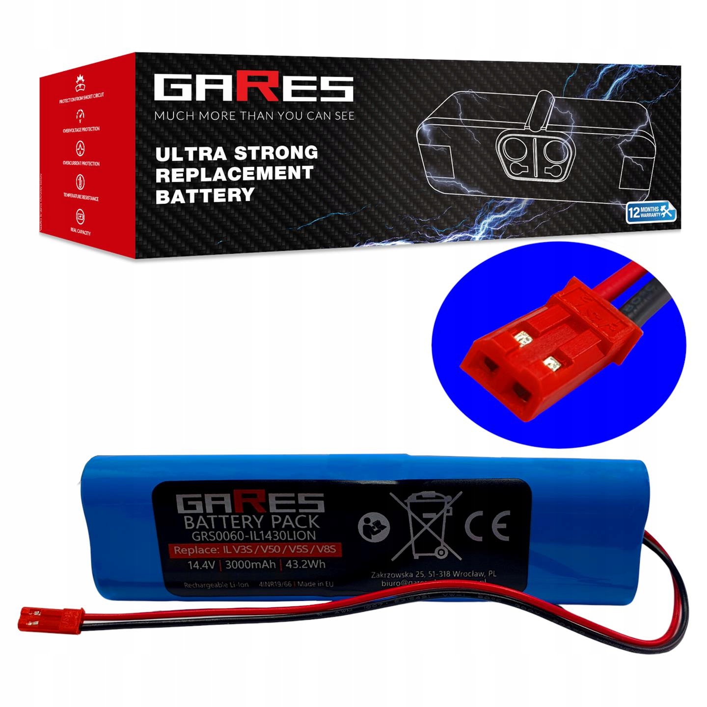 Akumulátor Gares pro Silvercrest Ssr 3000 A1 306041 Sswr A1 14,4 V 3,0 Ah