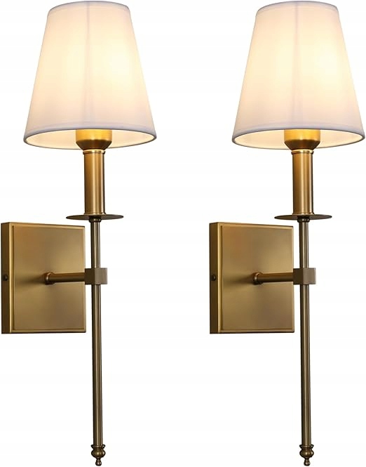 Nástěnná lampa s stínítky z materiálu, 2 kusy v antické barvě