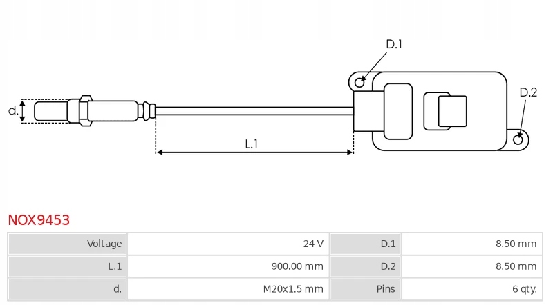 Brand new AS-PL NOx Sensor Numer katalogowy części NOX9453