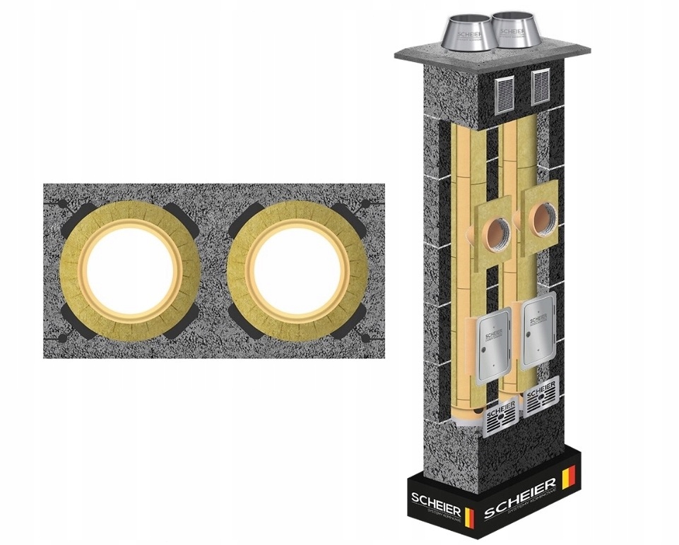Keramický komín Dual izolovaný zateplený fi 160 200 14 m dvoutahový 2K