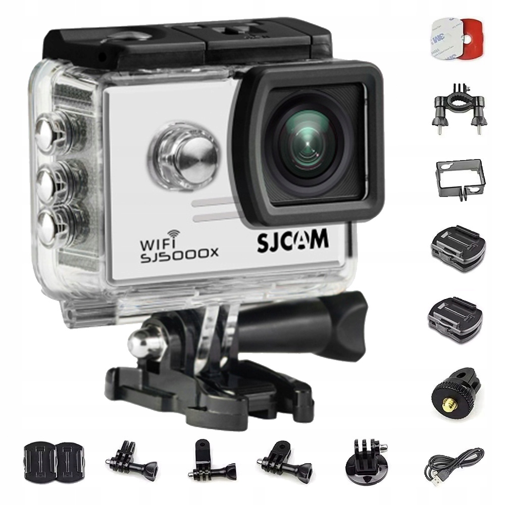 Sportovní kamera Sjcam SJ5000X Bílá Wifi 4K Uhd (carmode) příslušenství