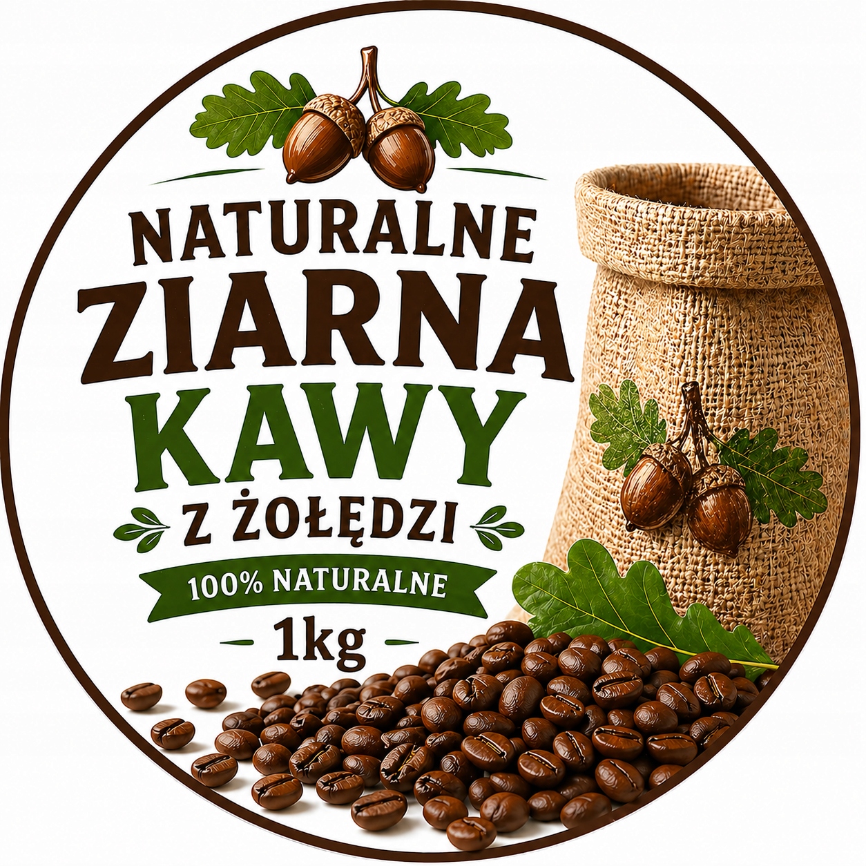 Pražená zrna žaludu na kávu 1 kg – přírodní produkt pro žaludovou kávu