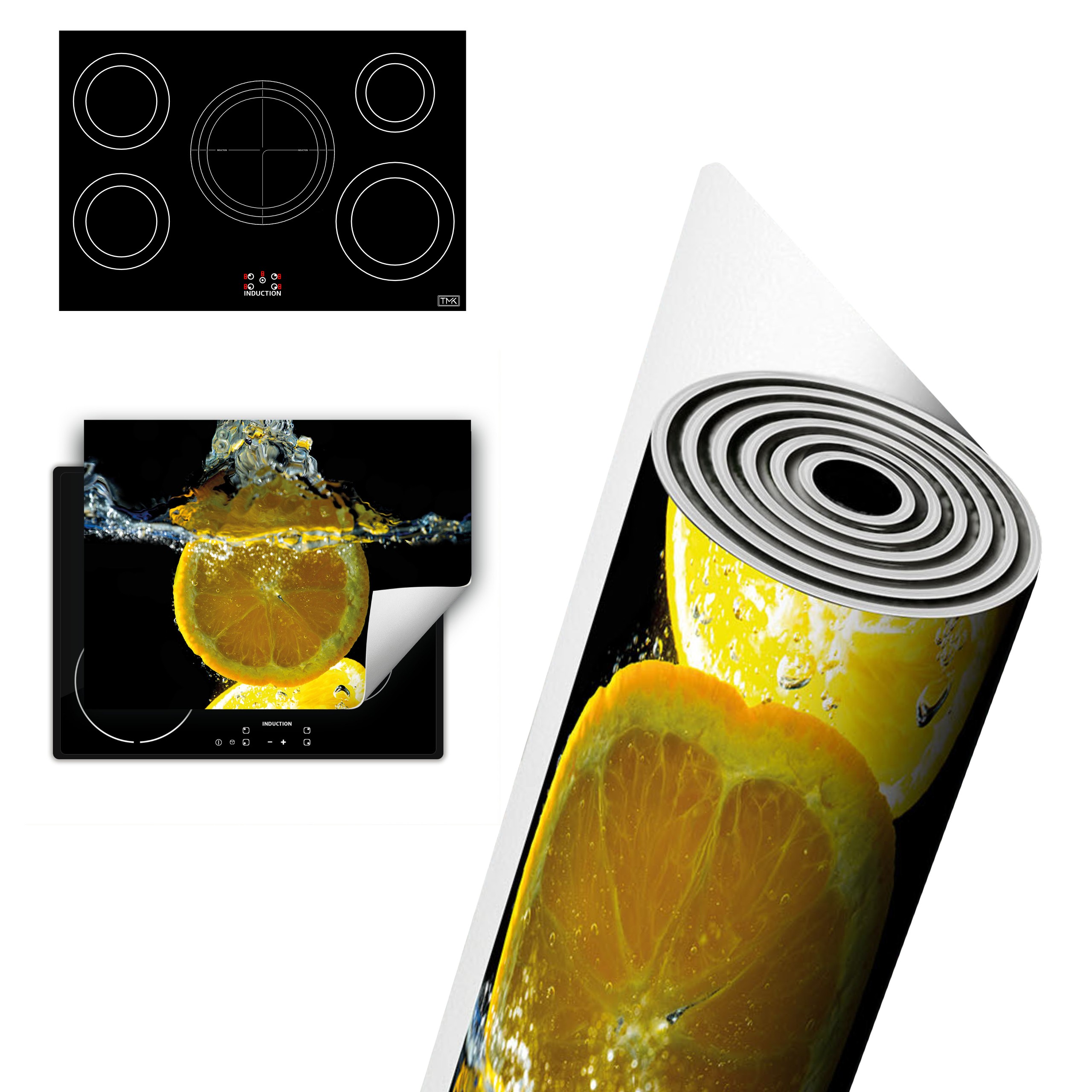 Vinylová Ochrana Na Indukci Deska 80x52 černá citron