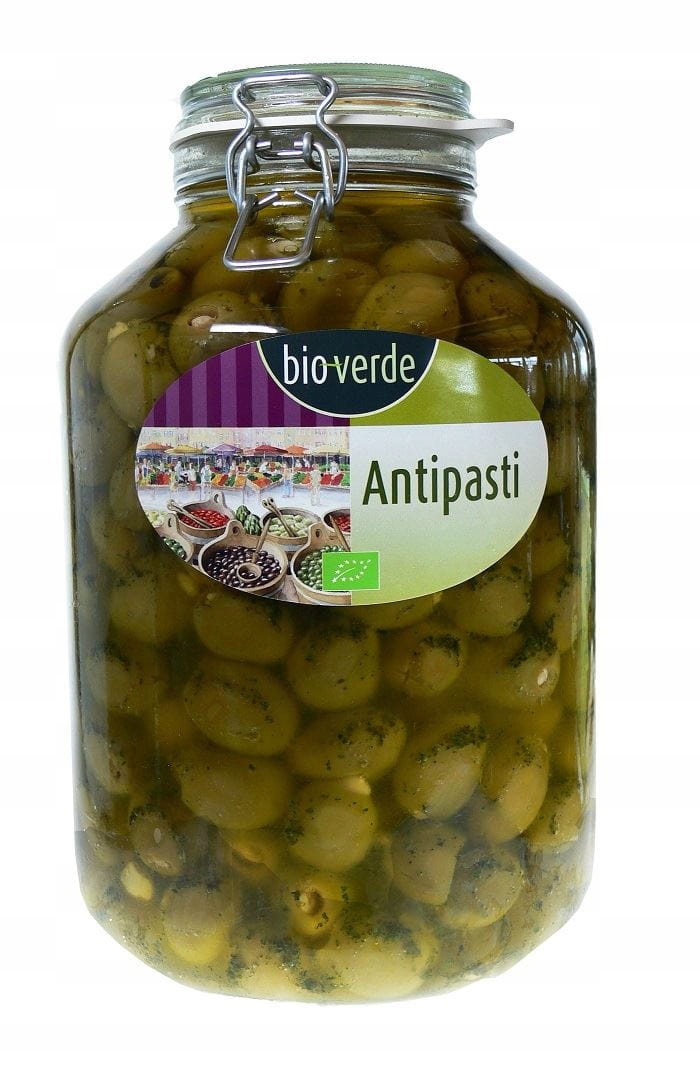 Levně Zelené Olivy Plněné Mandlemi A Bylinkami V Bio Oleji 4,75 kg (sklenice)