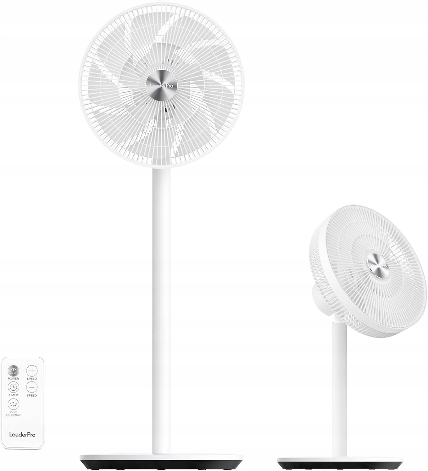 Stojací podlahový ventilátor LeaderPro FS02DC, tichý, 8 rýchlostí s diaľkovým ovládaním