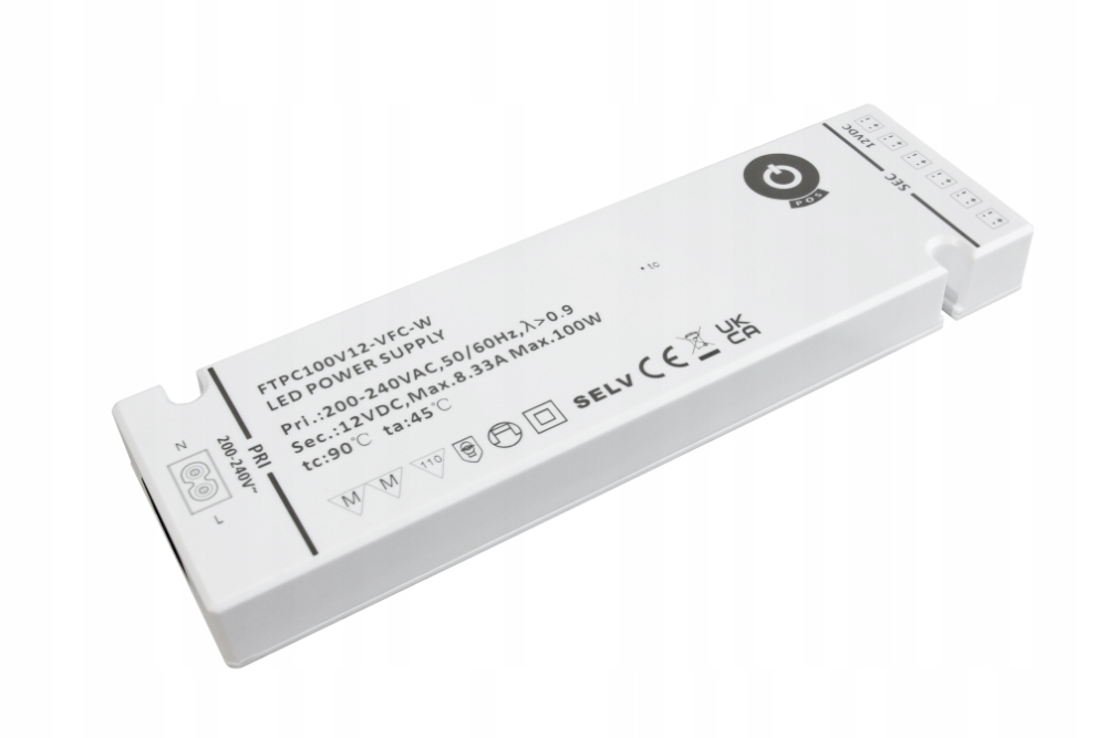 FTPC100V12-VFC-W: 12V/8.33A Vstup C8; výstup: konektory; vestavěný c