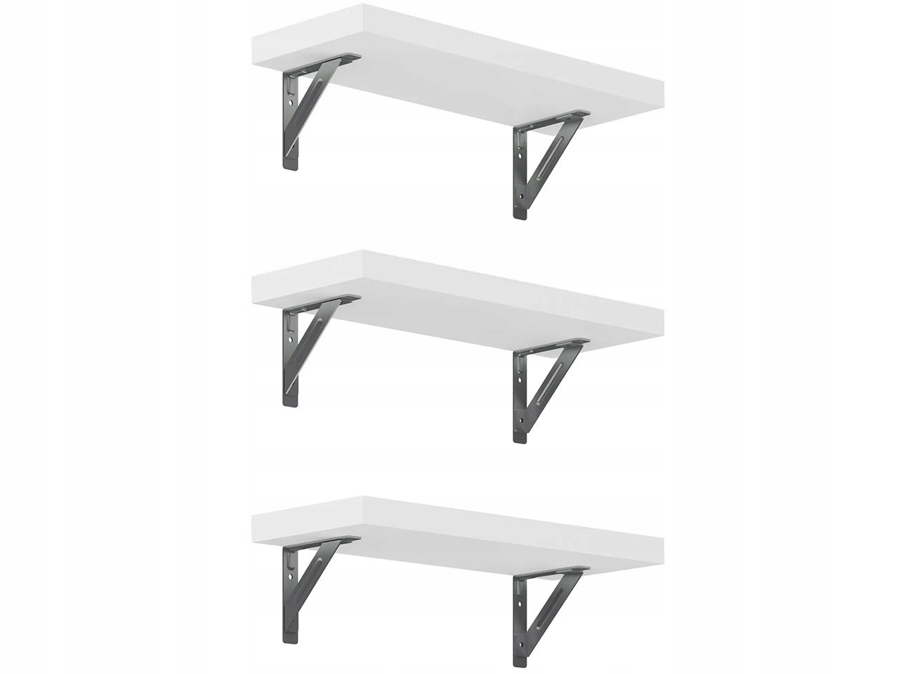 Sada 3 nástěnných polic AW1W-3, 400 × 150 × 25 mm, bílé