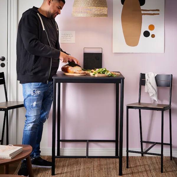IKEA SANDSBERG Stół barowy i 2 stołki czarny 67x67 Długość stołu 67 cm