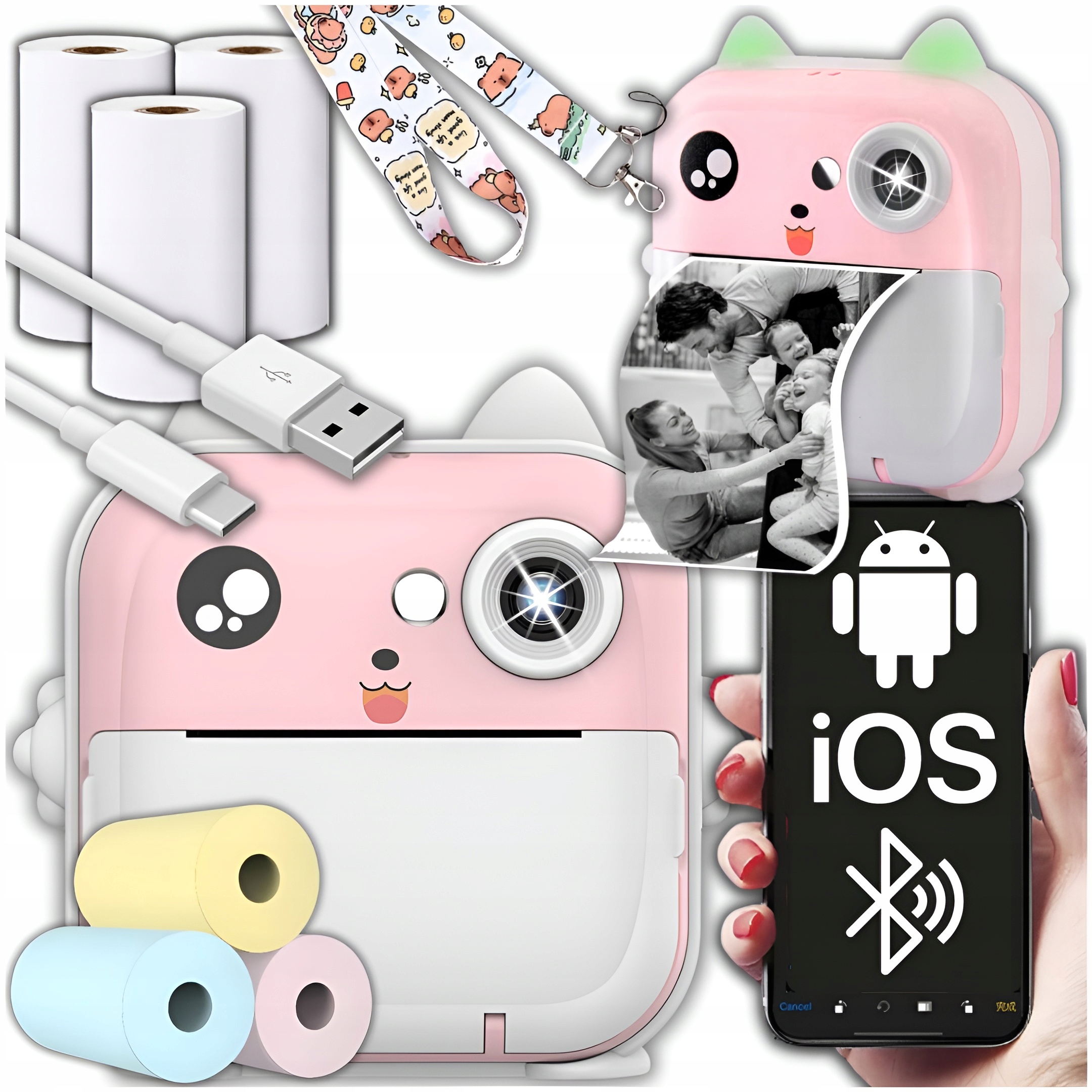 Drukuś Mini Drukarka Dla Dzieci Aparat Natychmiastowy Cyfrowy Rolki