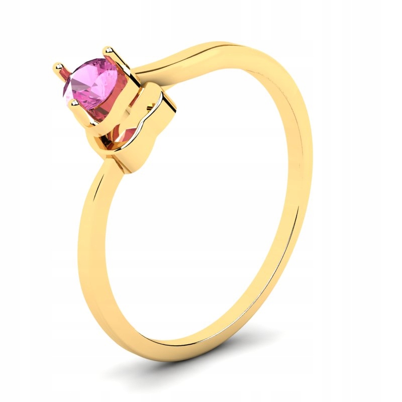 

Pierścionek Złoty Serce Z Różową Cyrkonią