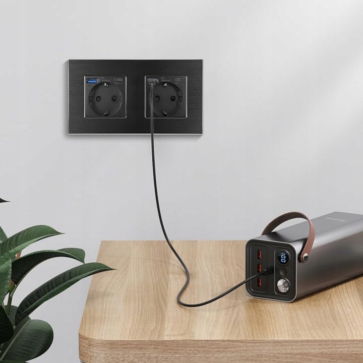 CNBINGO Schuko Podtynkowe USB C/A 20W Czarny — miniatura 4