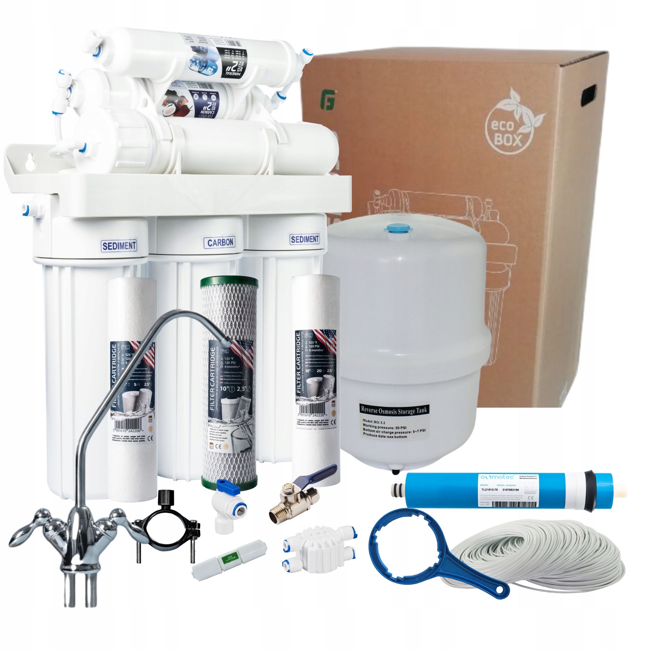 System odwróconej osmozy RO6 z mineralizatorem i ROCZNY ZAPAS WKŁADÓW Model RO6