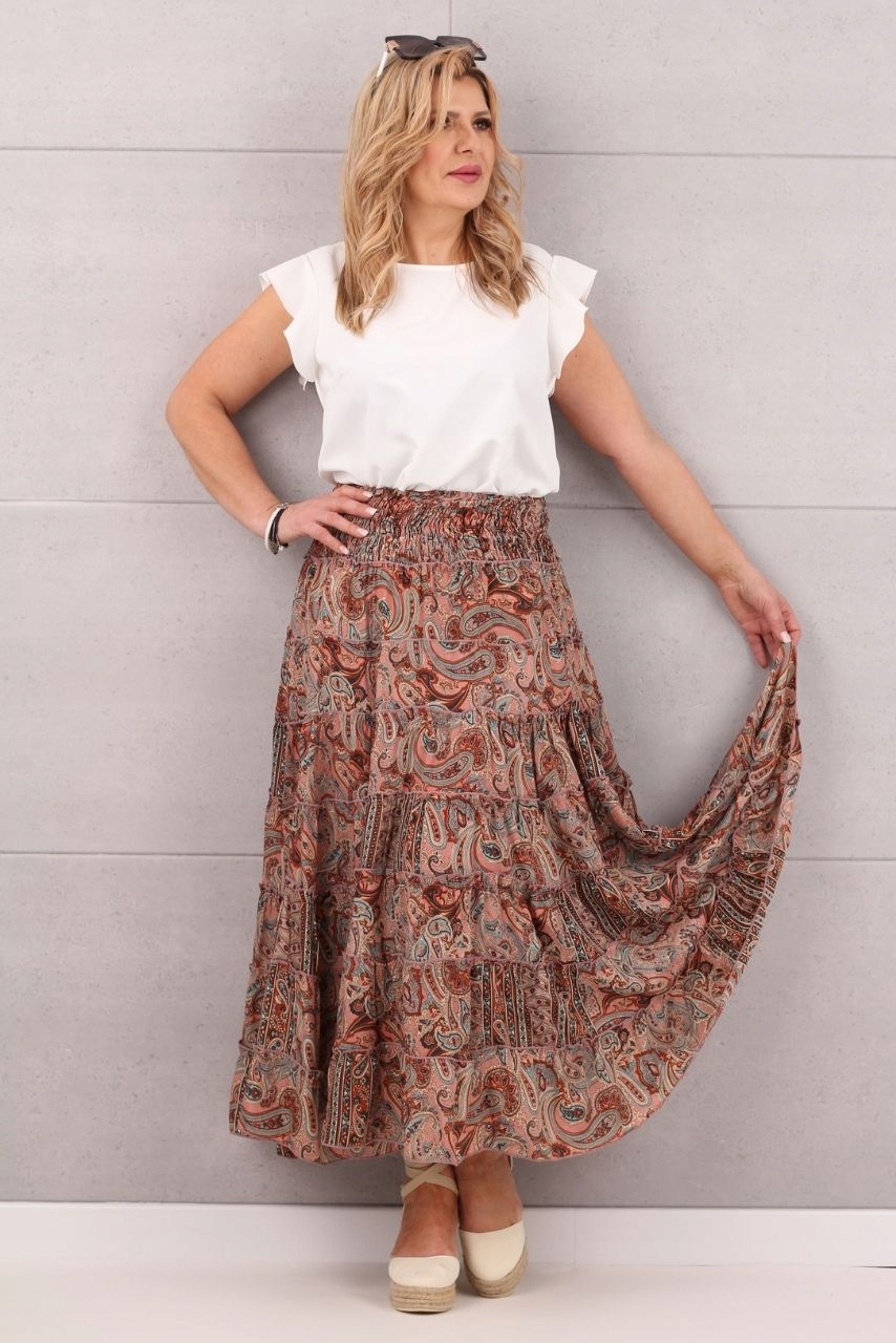 ZWIEWNA SPÓDNICA NA LATO DŁUGA WYSOKI STAN PLAŻOWA ROZMIAR UNIWERSALNY Długość maxi