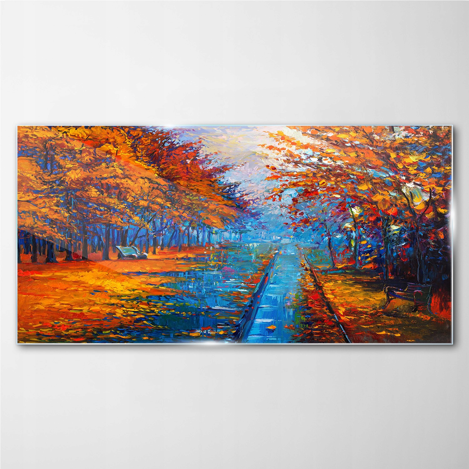 

Foto-obraz szklany Park jesień liście 140x70 cm