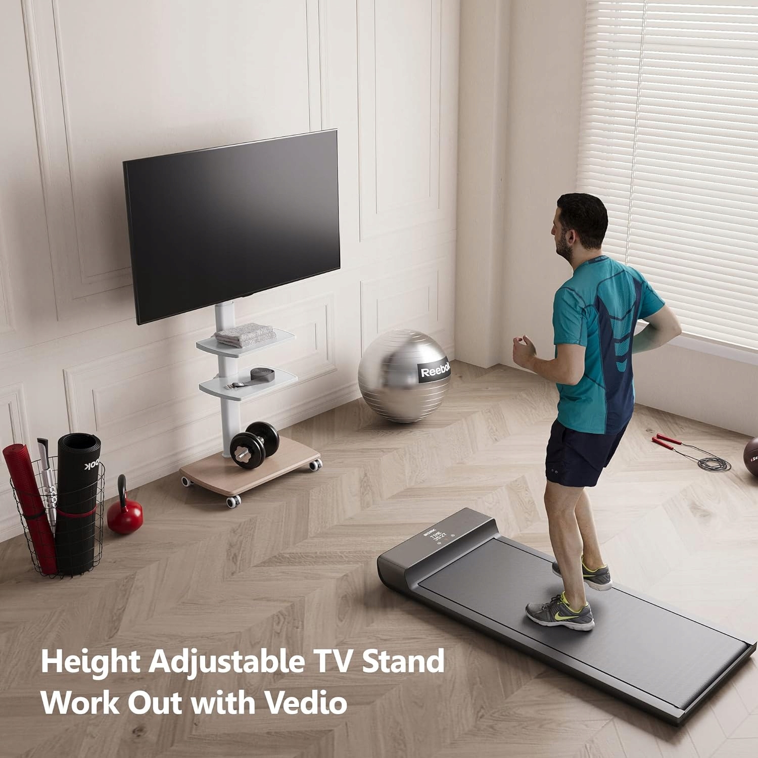 STOJAK POD TELEWIZOR MODBILNY 32-70 CALI DREWNO BIAŁY METAL REGULOWANY Model 504W