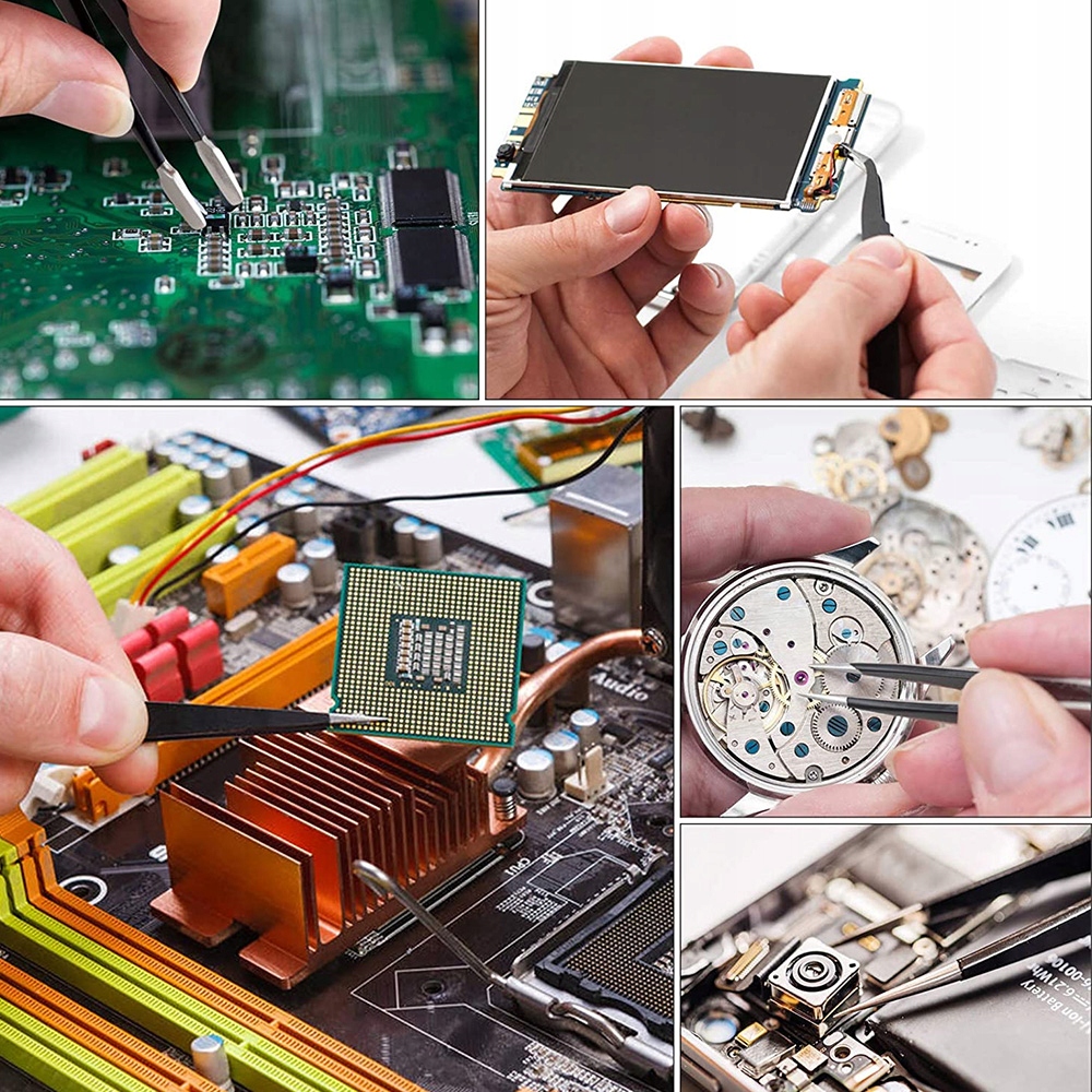 ZESTAW UNIWERSALNYCH PĘSET PINCET PĘSETA PRECYZYJNYCH METALOWYCH 9 szt Marka Inna