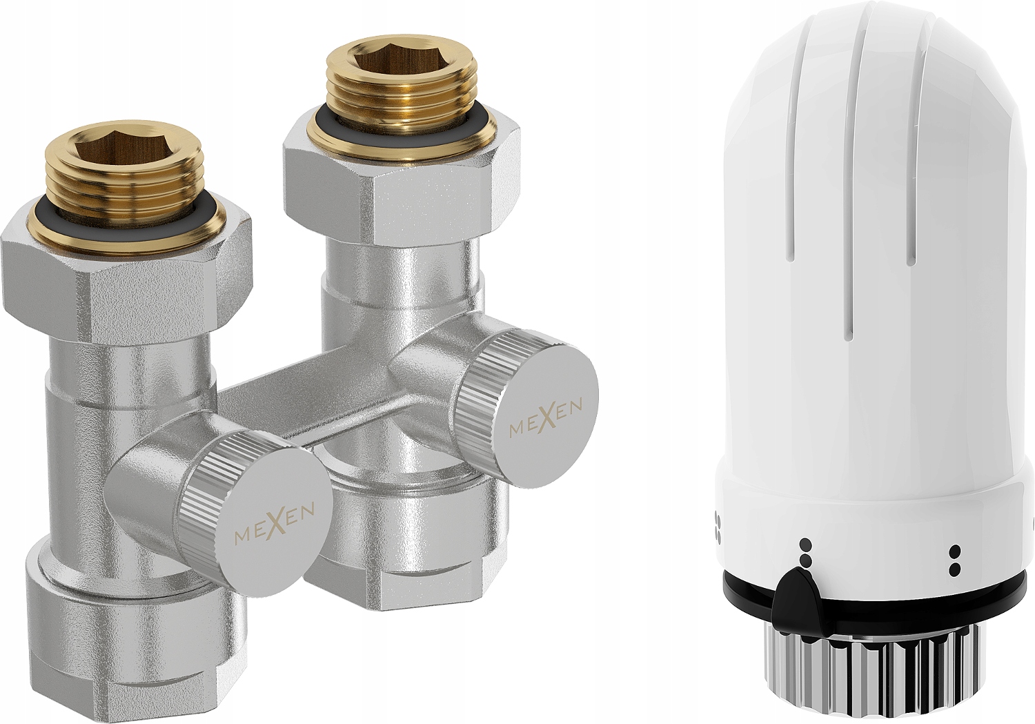 Mexen G03 Termostatická Sada Dvoutrubková DN50 Přímá 1/2"x16 MM Nikl