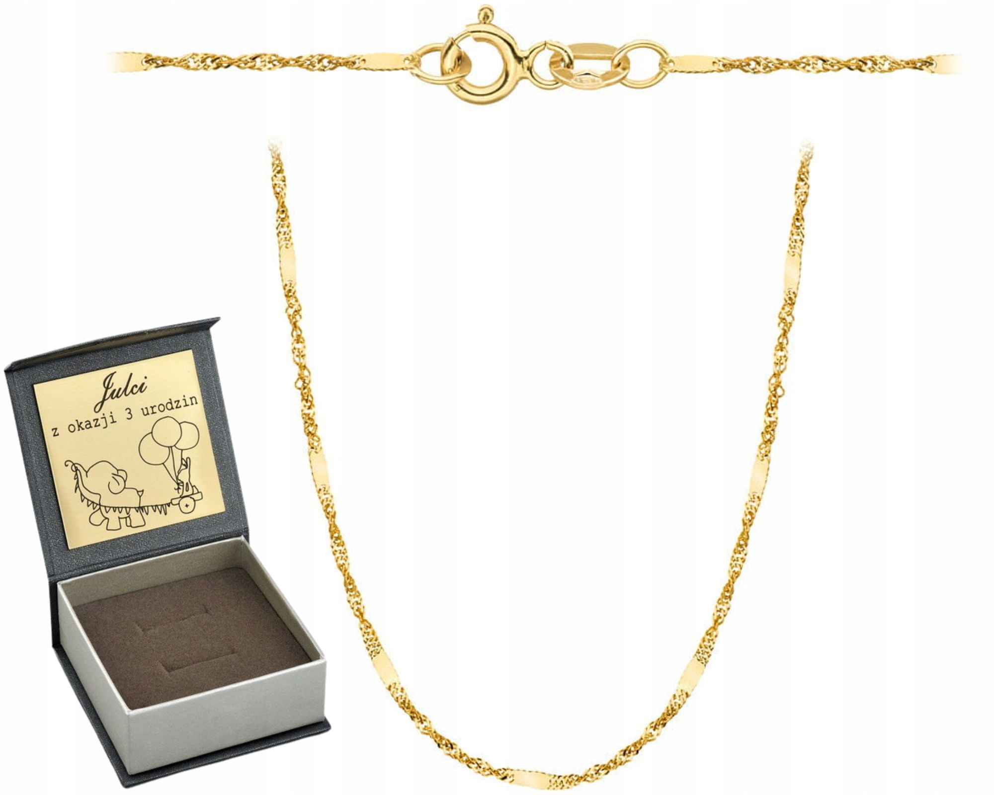 Řetízek Zlatý 585 Singapur Dámský Kroucený 50 CM S Plechem