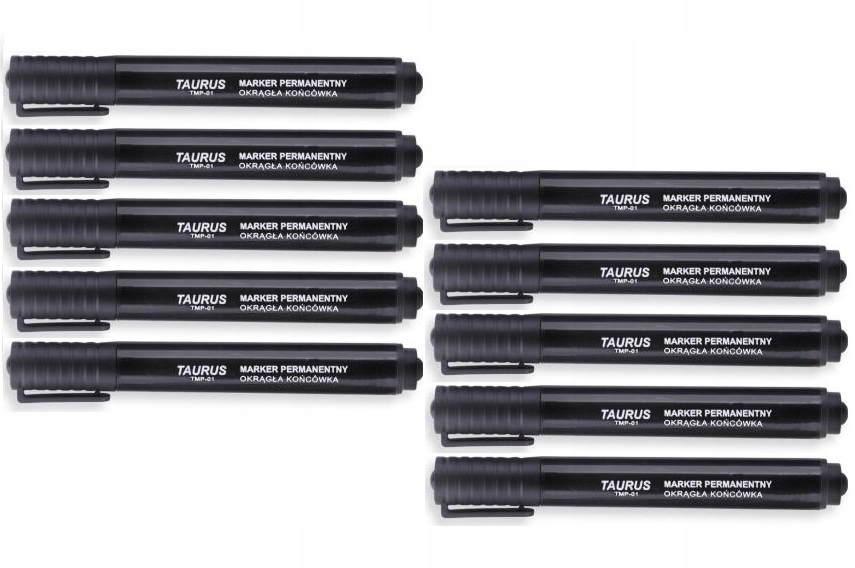 MARKER - CZARNY - PERMANENTNY WODOODPORNY - 10 szt