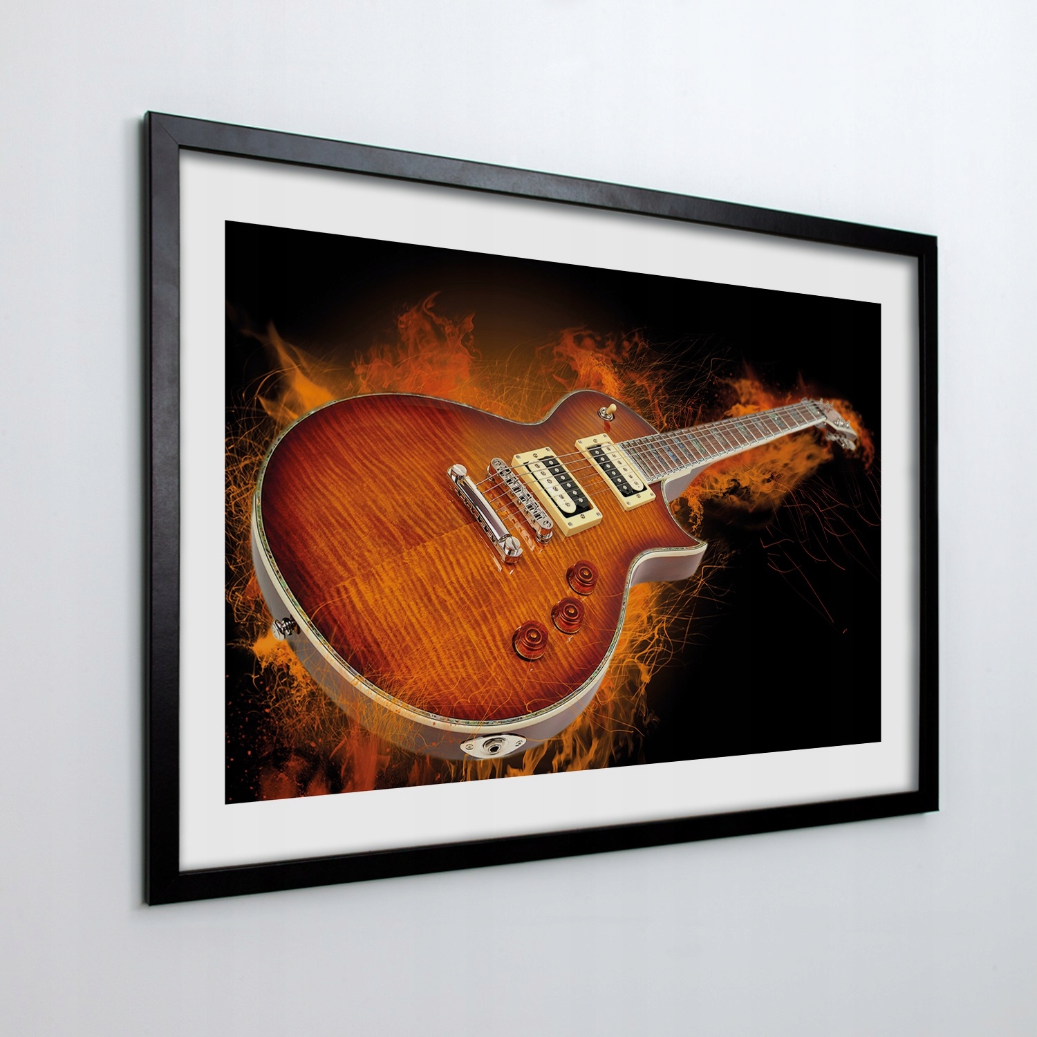 Obraz v ráme na stenu Gitara hudba oheň 100x70