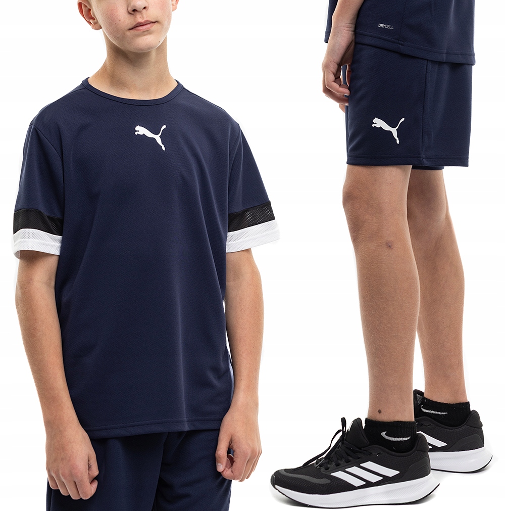 Strój Sportowy Puma Komplet Dziecięcy na Wf Koszulka Spodenki teamRISE 152