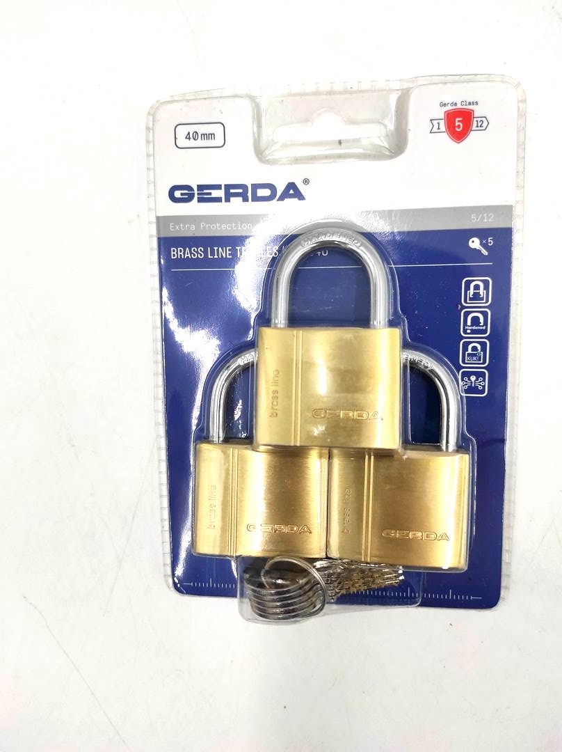 Gerda Brass Line Kmz S40 Sada 3 x Zámek na klíče 40 mm mosazný