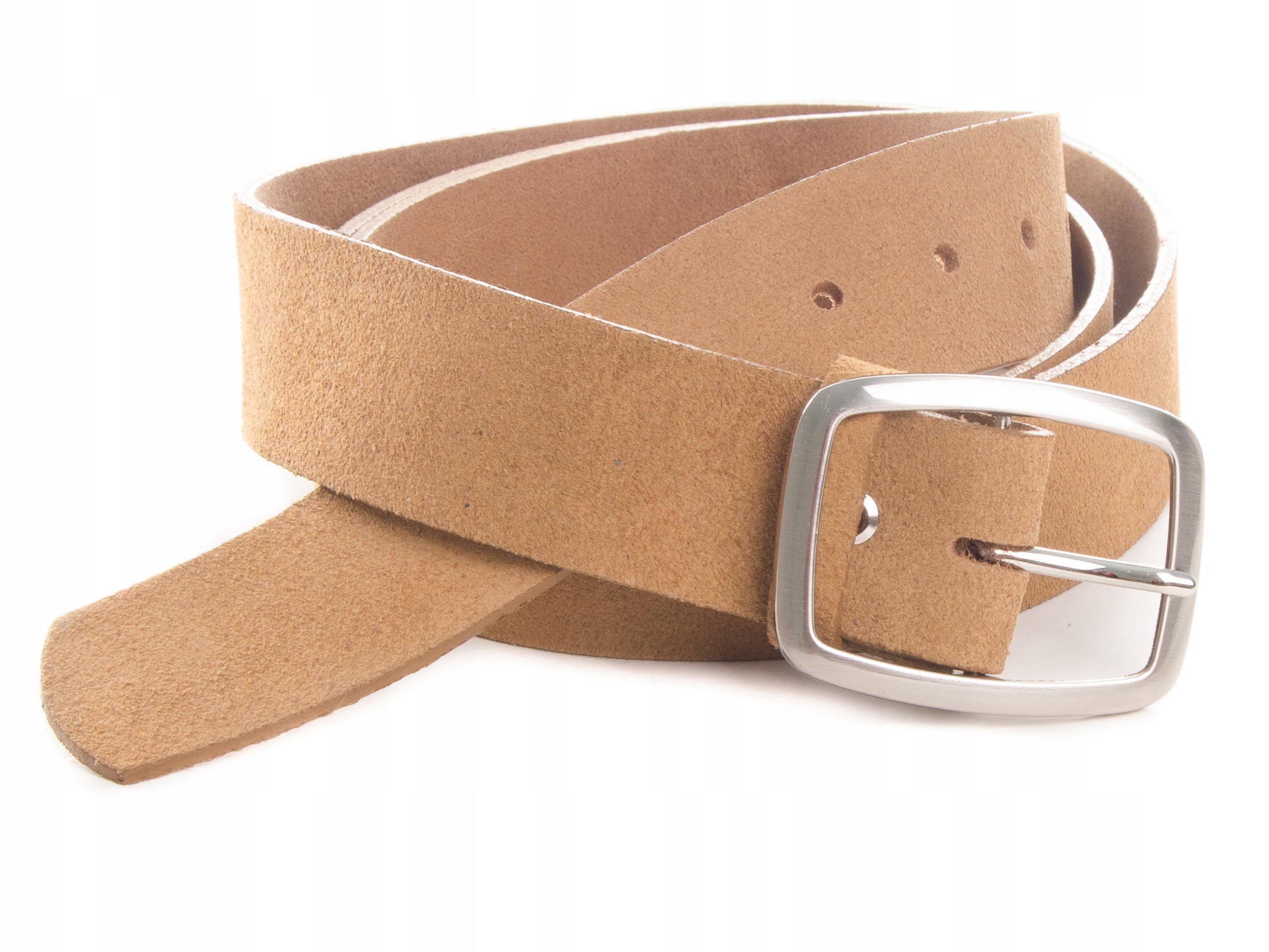 XXL 150 cm Pasek DAMSKI SKÓRA NATURALNA ZAMSZ BEŻ