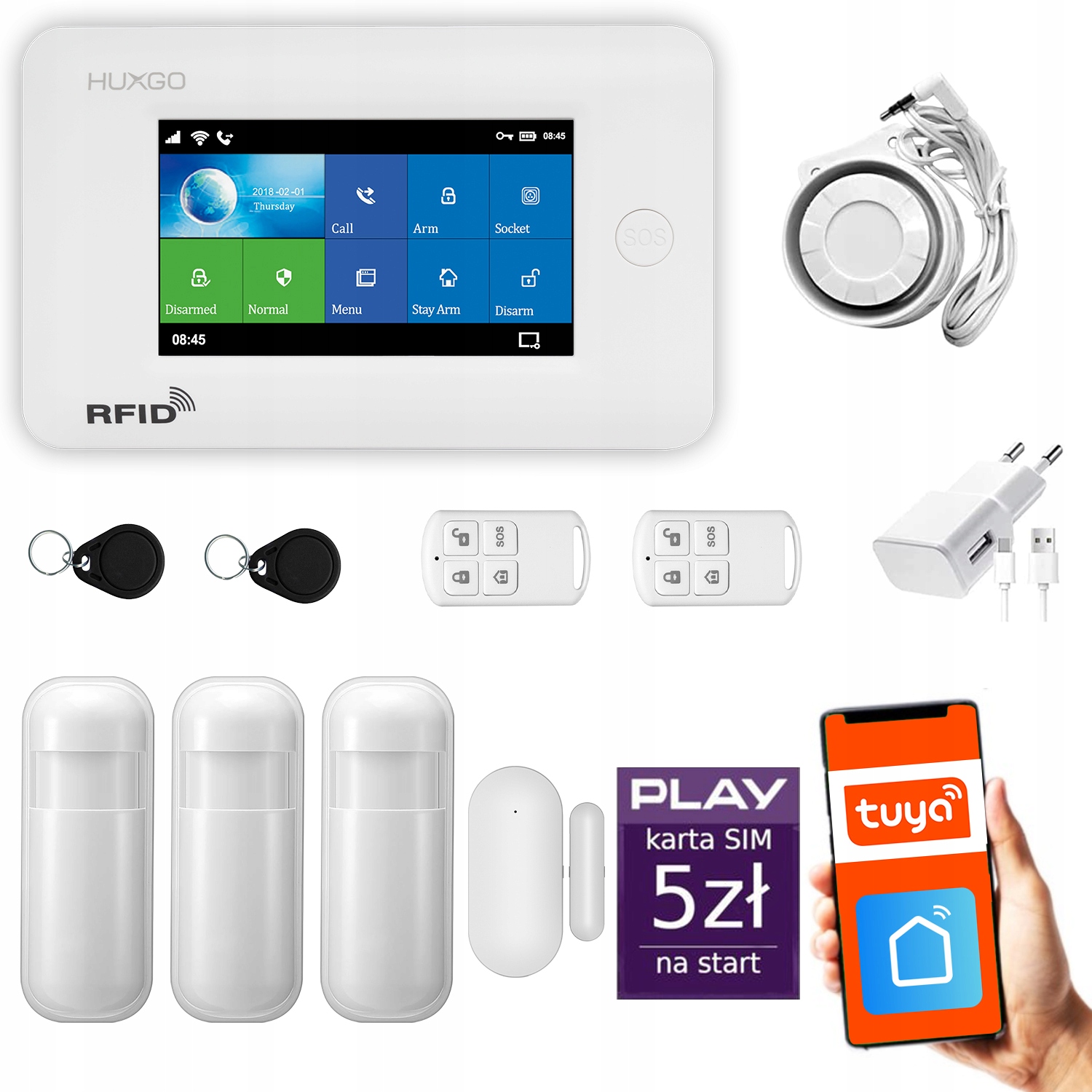 Bezdrôtový alarm Gsm WiFi, Sms, Tuya, alarmová sada Huxgo HXA006