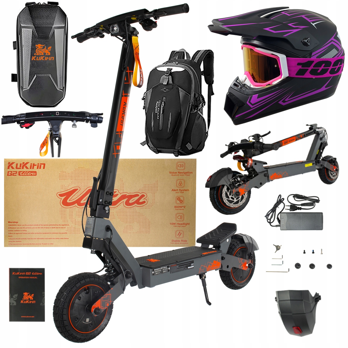 Kukirin G2 Ultra elektrické vozidlo 2000W 55km/h 55KM 48V18Ah 10" dárky