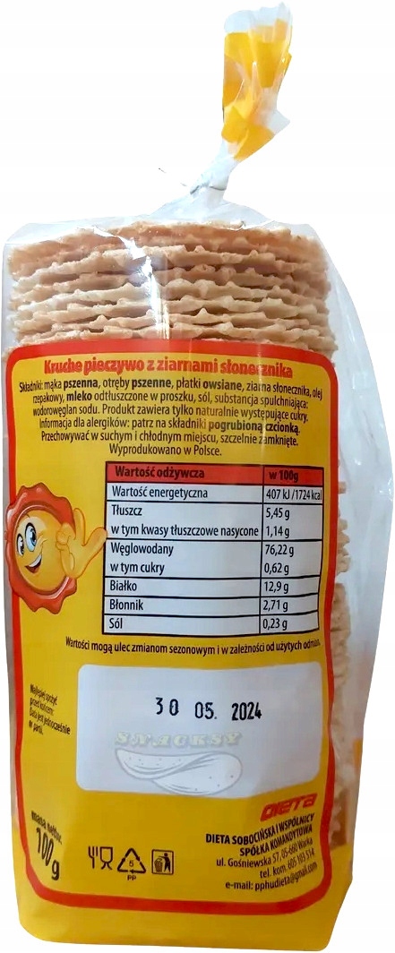 Levně Sada Elka Křehké pečivo se slunečnicovými zrny bez cukru 100g 12 Ks