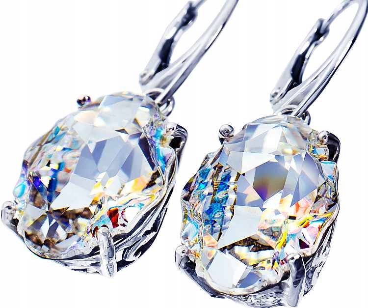 Ozdobné Krystaly Náušnice Crystal Aurora Stříbro