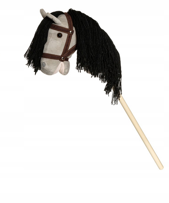 Koń na kiju Hobby Horse brązowy z lejcami 80cm