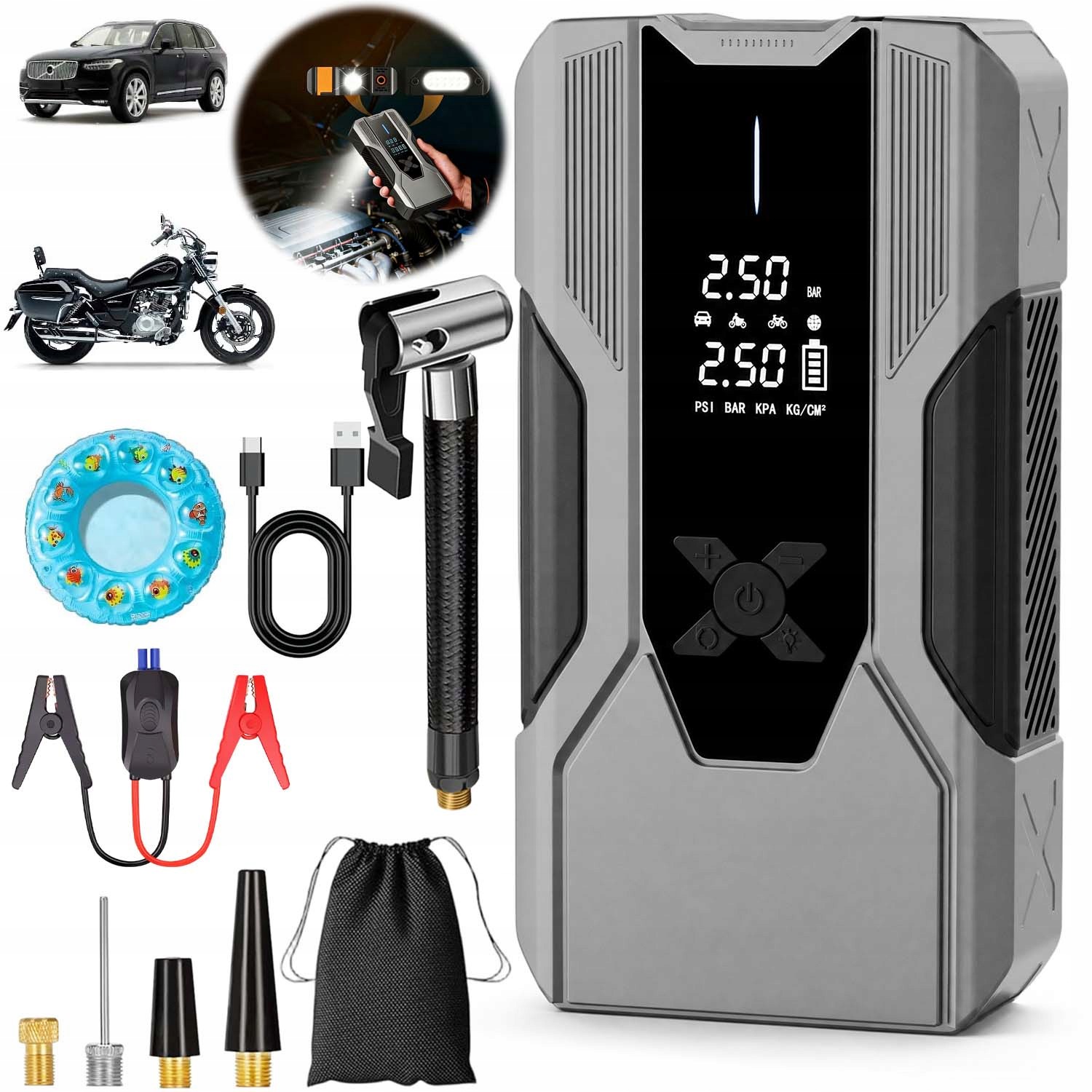 Powerbank Štart Booster Núdzový Zdroj Napájania Pre Auto 8000MAH