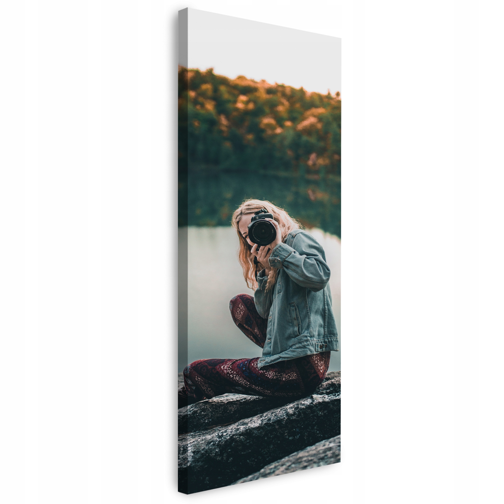 Obraz na plátně Lidé Žena s fotoaparátem 40x120 cm