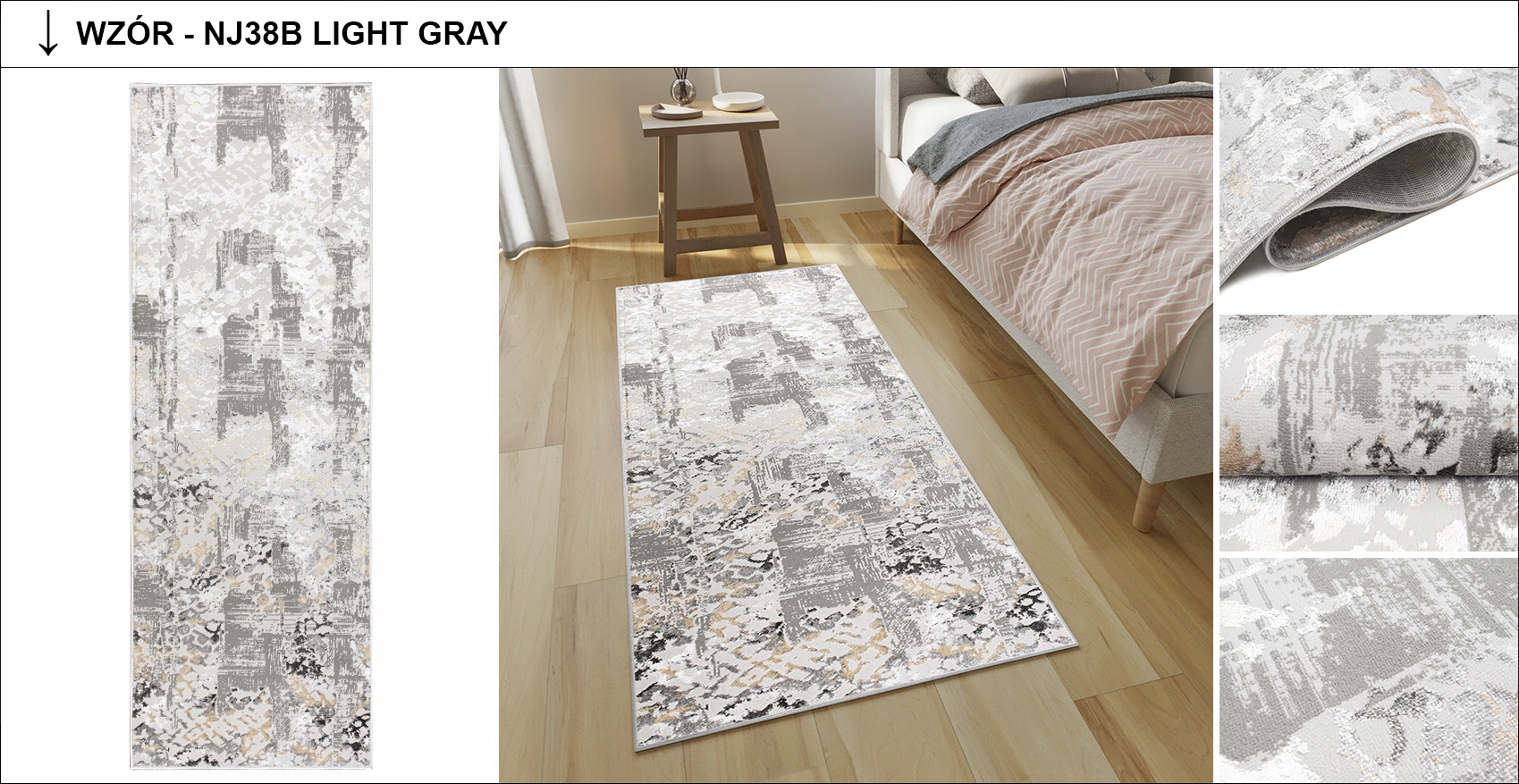 Chodnik CRYSTAL 100cm Z Połyskiem Nowoczesny Modny Miękki Różne Wzory Szerokość produktu 100 cm