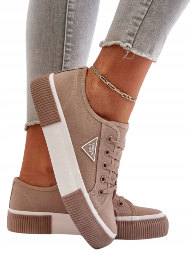 Trampki Damskie Seastar Tenisówki Wysokie na Platformie Beżowe 37