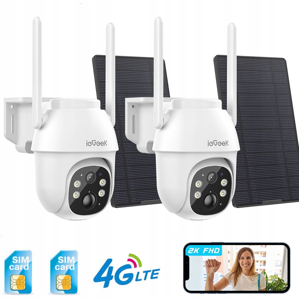 2ks Venkovní otočná solární kamera Gsm 4G Lte Sim Na Kartu 2K 4X Zoom