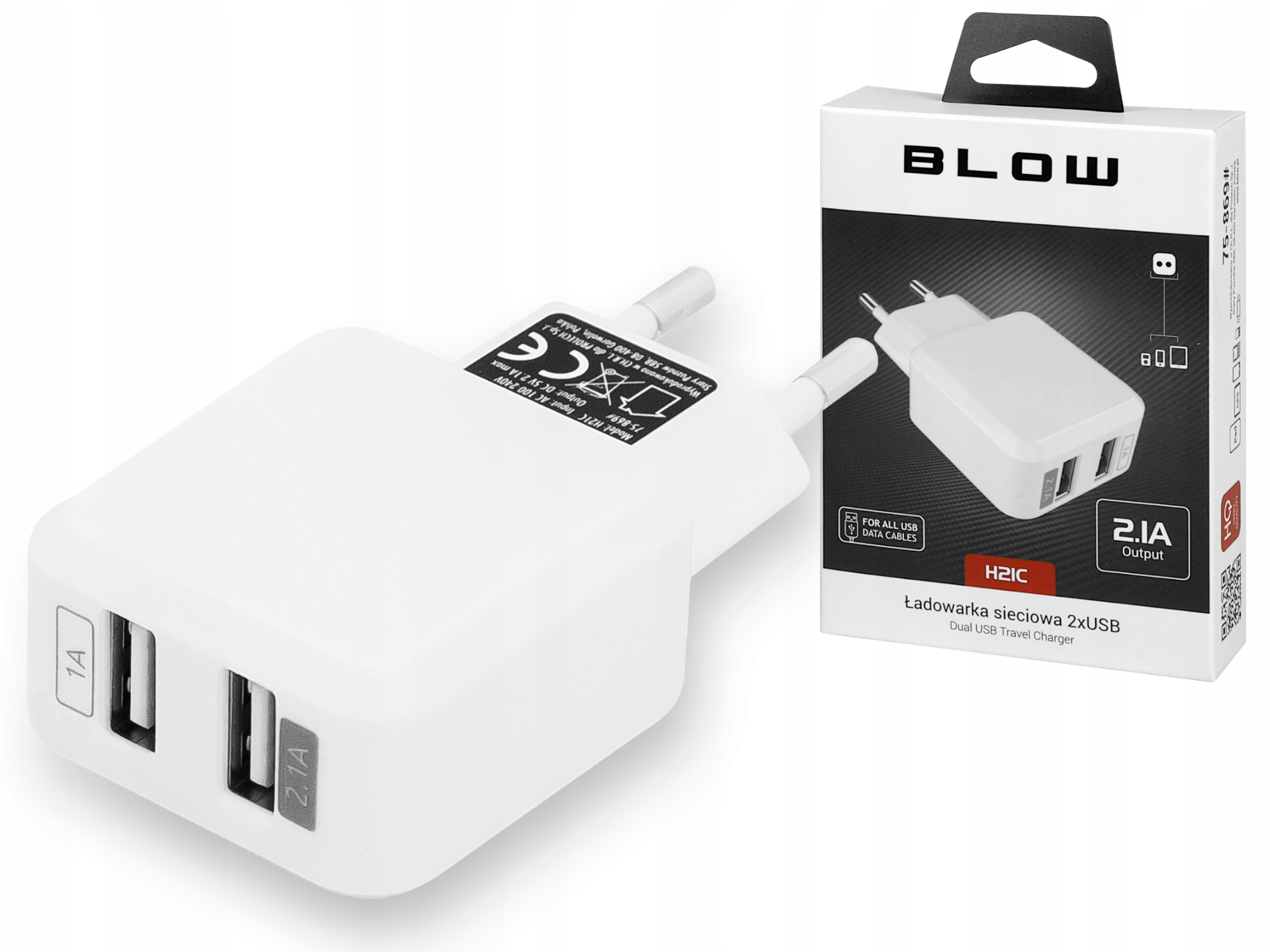 

Ładowarka sieciowa 2x Usb uniwersalna 2100 mA 5 V