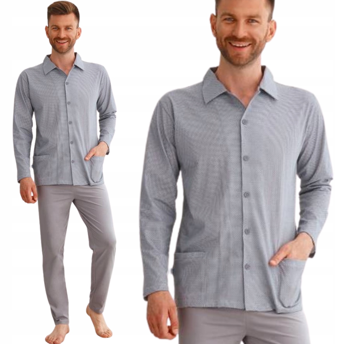 Pánské bavlněné dlouhé rozepínací pyžamo Prod. Pl. Taro 2636 6XL