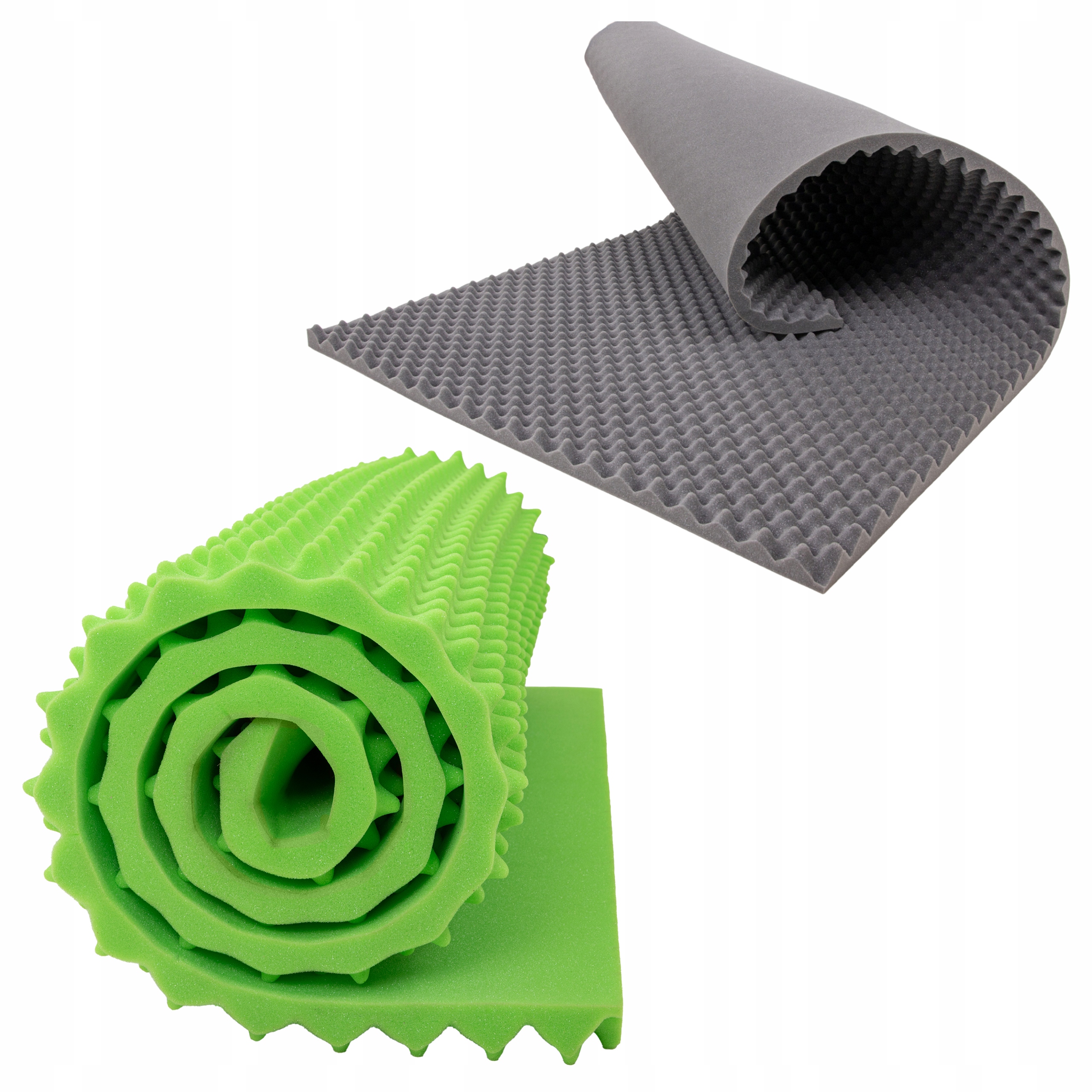 Akustické panely vlnité 4 cm, odstín šedé a světle zeleň design 4 m2