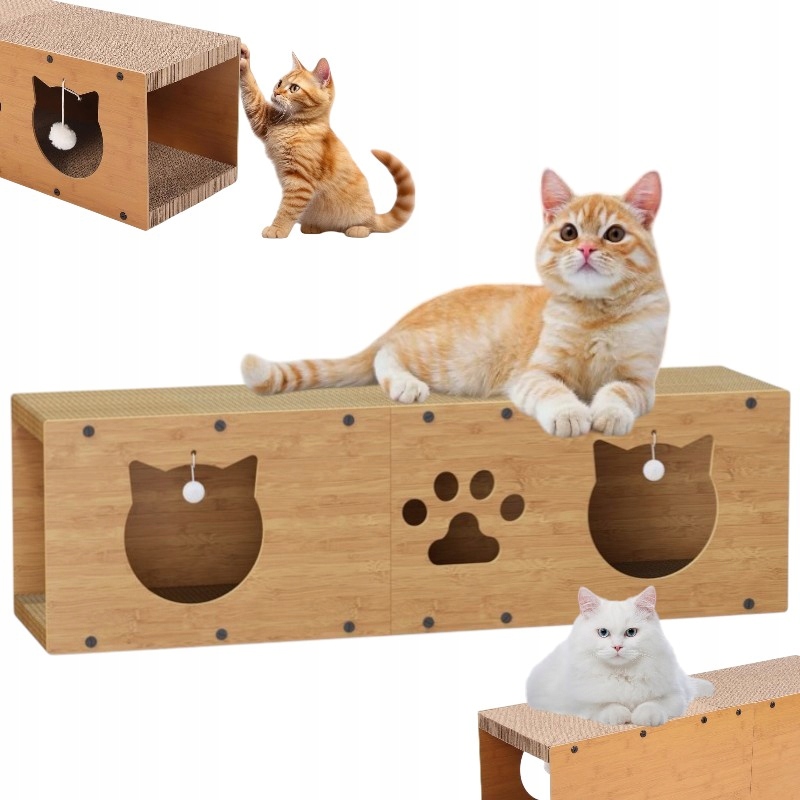 Škrabadlo Pro Kočky Kartonový Domeček Budka Škrábání Kartonové Pelíšek S Míčem