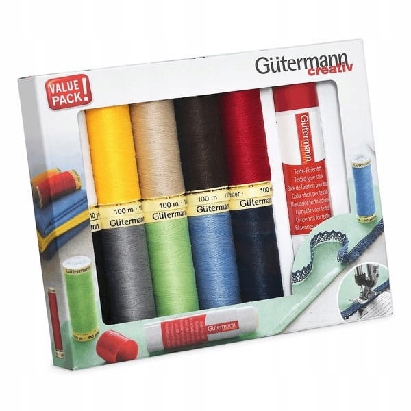 zestaw nici 10 kol./100m klej w sztyfcie Guterma