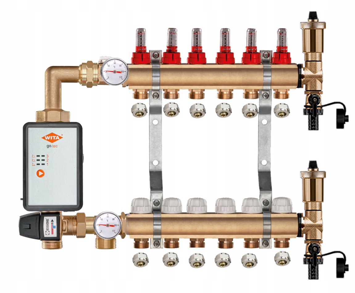 Mosazný Rozdělovač Podlahové Krytiny 7 Čerpací Skupina Vítá Go.tec Pex Spojky